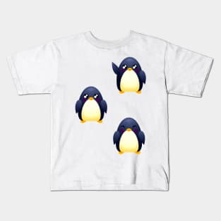 Cute Little Cartoon Penguins - Smile and Wave Kids T-Shirt